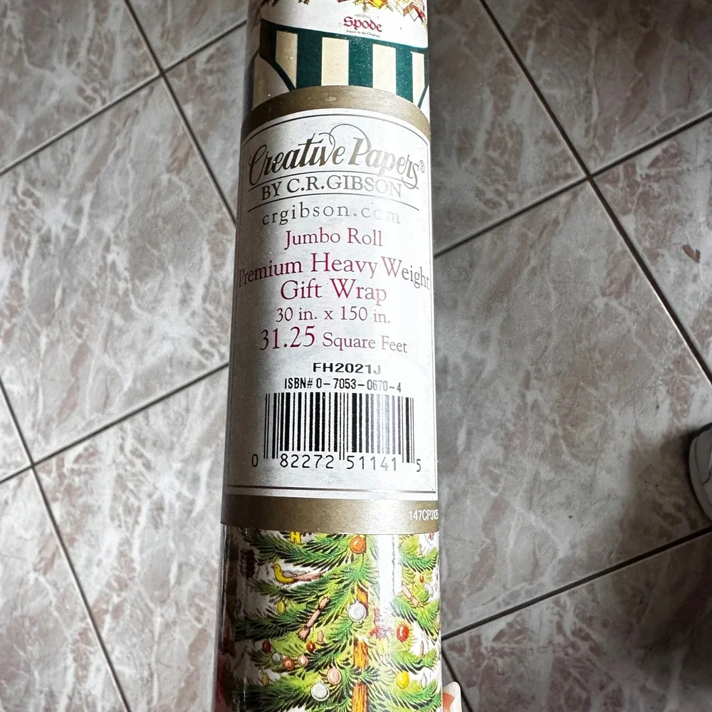 C.R. Gibson Spode Christmas Tree Jumbo Gift Wrap Roll 30x150 Premium Heavyweight